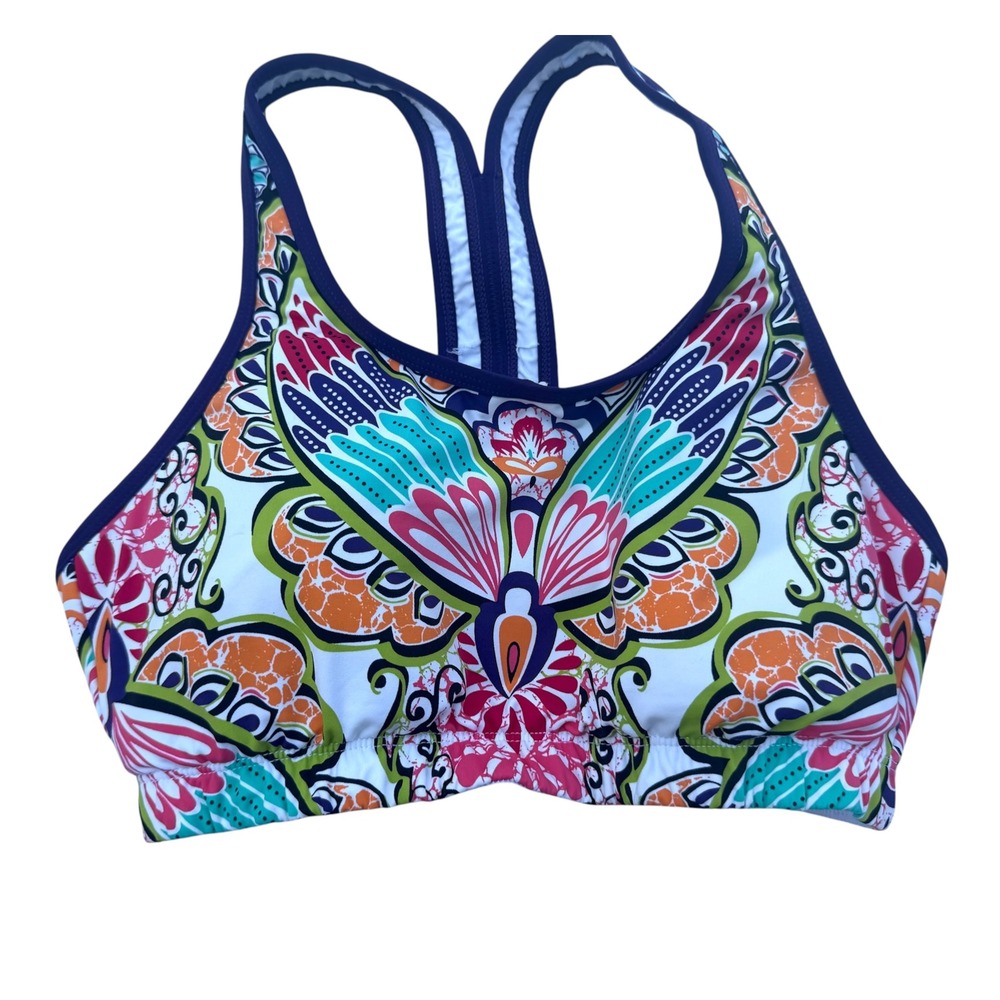 Athleta Women's Small Multi Butterfly Mandala Sports Bra EUC 906306 Racerback